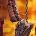 dry aged rib eye in salt room