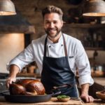chef holding pot roast