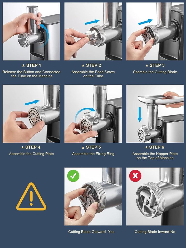 Electric Meat Grinder, Heavy Duty Meat Mincer, Sausage Stuffer Maker, Food Grinder with Sausage Kubbe Kit, 2 Grinder Plates, Stainless Steel (Black) Electric Meat Grinder, Heavy Duty Meat Mincer, Sausage Stuffer Maker, Food Grinder with Sausage Kubbe Kit, 2 Grinder Plates, Stainless Steel (Black)