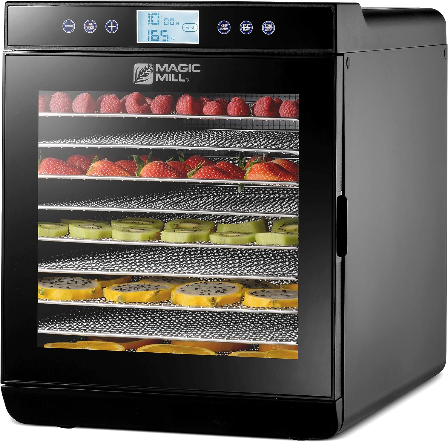 Magic Mill Food Dehydrator Machine (10 Stainless Steel Trays) Digital Adjustable Timer | Temperature Control | Keep Warm Function | Dryer for Jerky, Herb, Meat, Beef, Fruit and To Dry Vegetables