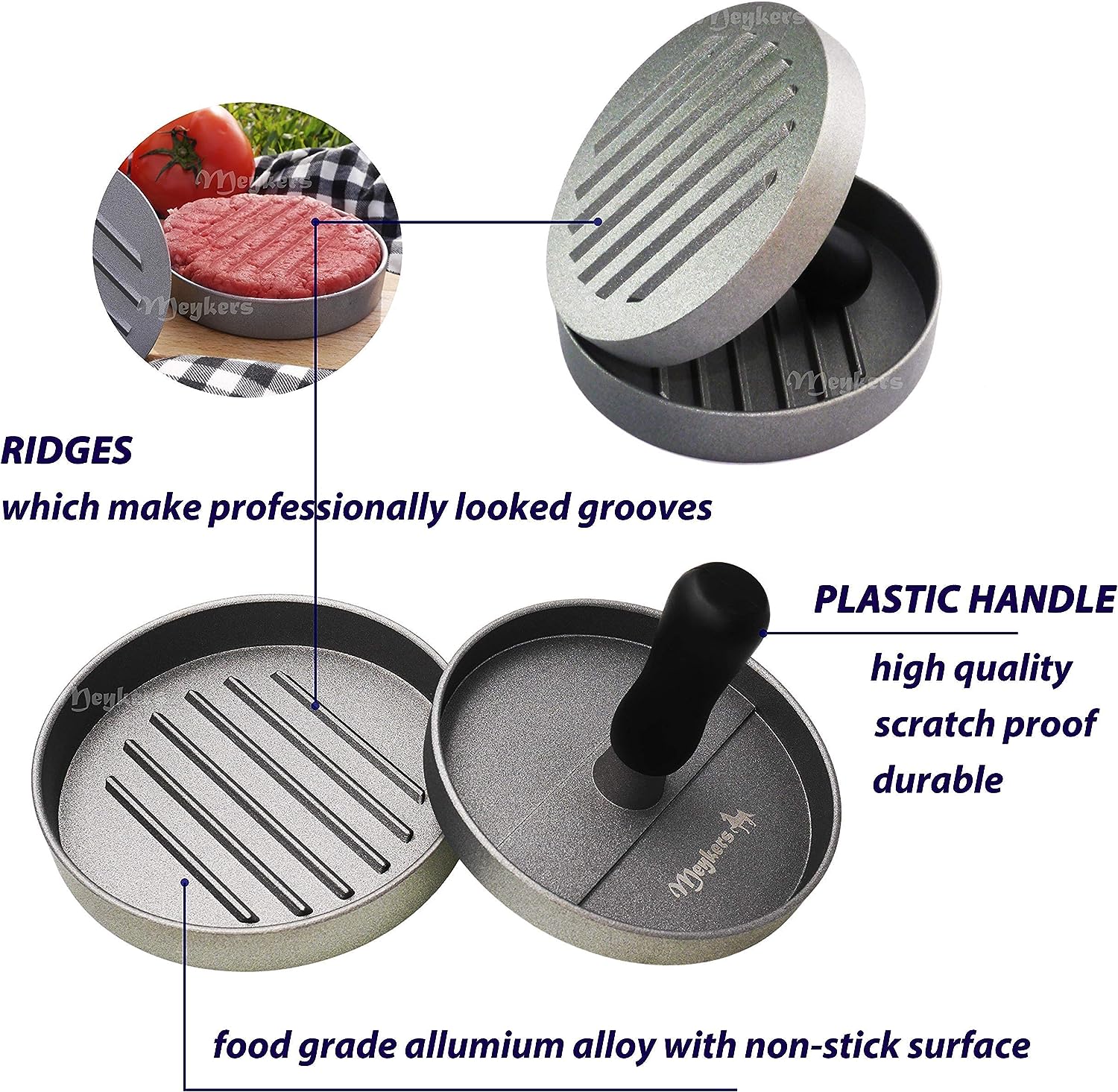 Meykers Burger Press 100 Patty Papers Set | Non-Stick Hamburger Mold with Free Wax Patty Paper Sheets | Meat Beef Cheese Veggie Burger Maker for Grill Griddle BBQ Barbecue | BPA Free Meykers Burger Press 100 Patty Papers Set | Non-Stick Hamburger Mold with Free Wax Patty Paper Sheets | Meat Beef Cheese Veggie Burger Maker for Grill Griddle BBQ Barbecue | BPA Free