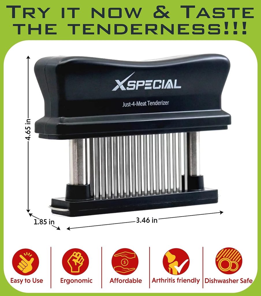 XSpecial Meat Tenderizer Tool 48-Blades Stainless Steel - Ease to Use Clean - Kitchen Gadgets Tools with Sharp Needle Makes The Toughest Steak Tender