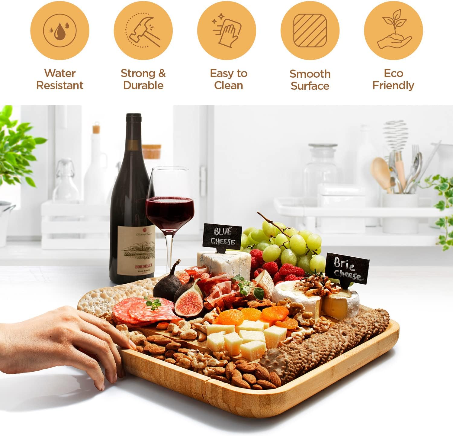 Charcuterie Boards Gift Set - Bamboo Cheese Board Set, Charcuterie Boards Accessories with Serving Knife - Unique Birthday Gifts for Women - Perfect Housewarming, Wedding Gifts for Couple