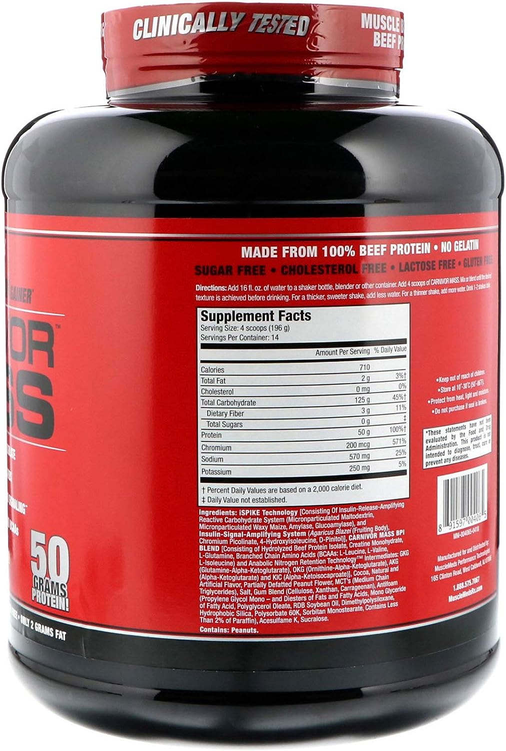 MuscleMeds Carnivor Mass Anabolic Beef Protein Gainer, Chocolate Peanut Butter, 6 Pounds (Packaging May Vary) MuscleMeds Carnivor Mass Anabolic Beef Protein Gainer, Chocolate Peanut Butter, 6 Pounds (Packaging May Vary)